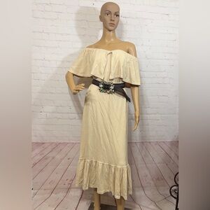 FREE PEOPLE “Lynne Midi” 100% cotton off shoulder women’s  dress Small NWT